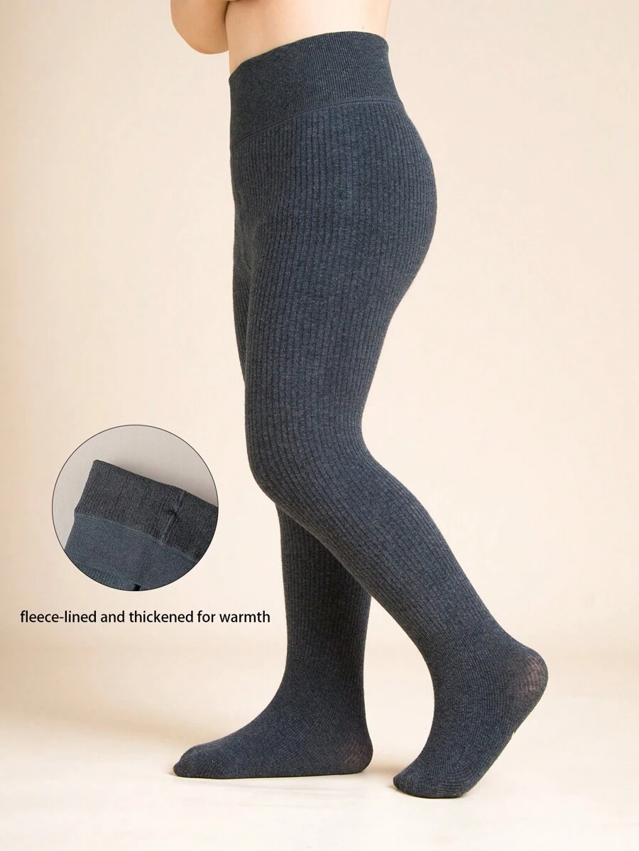 1 件儿童保暖纯色紧身裤，加厚，适合秋冬季 - 深灰色 - 查看 1