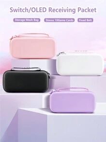 1pc Solid Color Storage Bag , Compatible With Switch OLED/Switch NS/New Switch2 (2025) Console, Protective Hard Shell Bag With Integrated Stand & 10 Game Card Storage, Portable & Shockproof Game Card Holder, Suitable For Portable Travel, Providing Protection For Game Console And Accessories Against Impacts And Drops - Multicolor - View 2