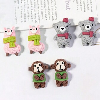 10 件/20 件迷你卡通米色咖啡熊树脂凸圆形宝石手机装饰配件工艺品 DIY 发饰蝴蝶结配饰