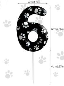 1pc Black Dog Paw Print Birthday Number Candle, Birthday Wish Cake Topper, Baking & Party Supplies, Birthday Candles, Birthday Decorations, Happy Birthday, Cake Candles, Room Decor Gifts Graduation - Black - View 8