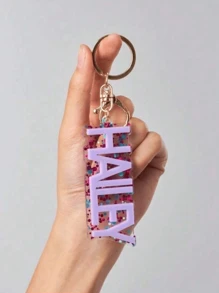1pc Multi-Color Option To Customize Personalized Acrylic Name Keychain, Custom Lettering Keyring, Colorful Glitter Pendant, DIY Name And Date, The Perfect Gift For Special Occasions Mother's Day Valentine's Day Gift Back To School Gift Ideal Gift For Men And Women Birthday Gift Christmas Gift