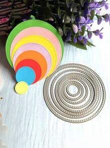 1Pc DIY Metal Die-Cutting, Circular Template Diy Handicraft Card Cutting Mold Cutting For Diy Embossed Card Making Circular Cushion Decorative Paper Mold Scrapbook