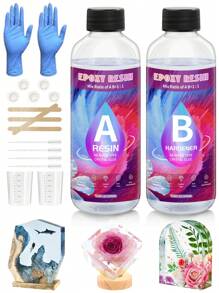 100ml/200ml/500ml/1000ml透明水晶環氧樹脂套件，零氣泡樹脂，適用於桌面和酒吧鑄造，透明樹脂製作手工藝品，生日/派對/節日禮物 - Epoxy Resin - 查看 10