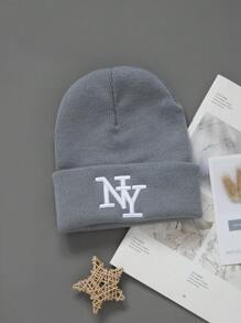 1/2/3 件字母刺绣时尚优质防风针织帽，男女嘻哈弹力帽秋季服装