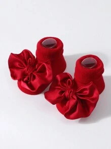 Nowy zestaw akcesoriów do włosów i skarpetek dla niemowląt: 1 opaska na głowę z kokardą księżniczki + antypoślizgowe skarpetki do raczkowania Love Valentine - Burgund - Zobacz 4