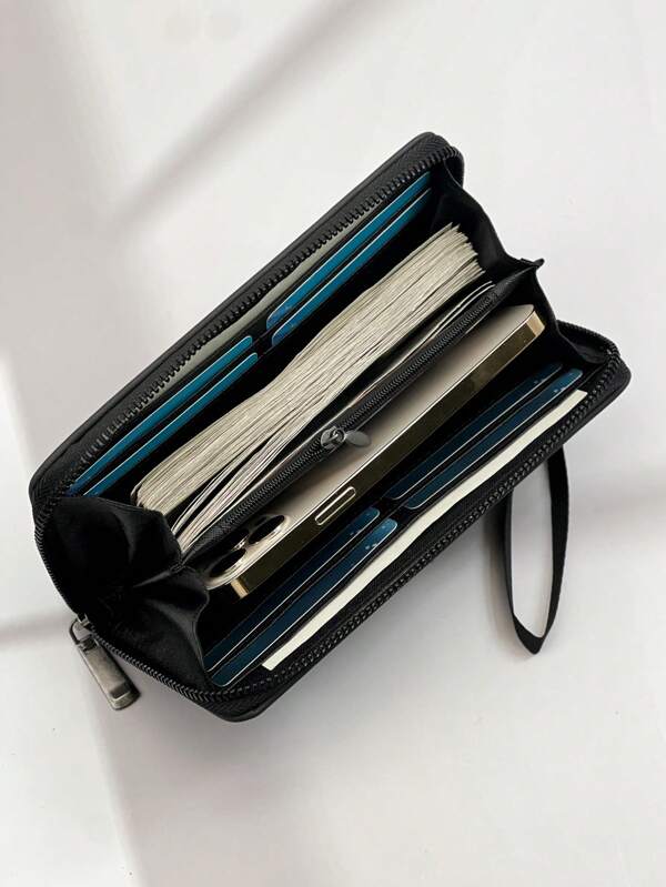 HOVI'S Portefeuille long vintage minimaliste, grande capacité, porte-cartes multiple, portefeuille zippé pour les déplacements professionnels/de bureau pour hommes. Cadeau pour hommes, accessoire de poignet, porte-clés. Sac de voyage, sac de vacances, sac fourre-tout, sac à main, sac de sport pour hommes