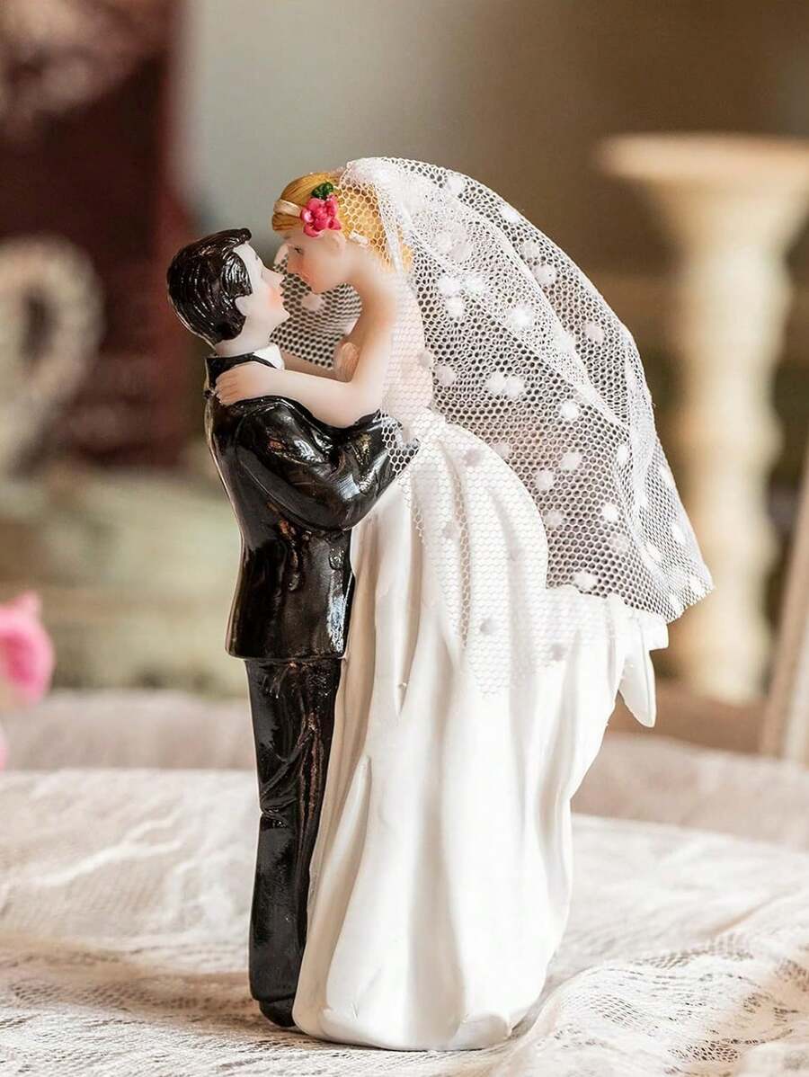 1 件西式婚礼蛋糕装饰，新娘新郎娃娃蛋糕装饰，幸福新娘新郎树脂挂饰，婚礼装饰用品，人物装饰挂饰，适用于婚礼蛋糕装饰，情人节周年纪念蛋糕装饰，婚礼餐桌装饰布置，家居装饰挂饰，情人节周年纪念礼物（手绘，有瑕疵，介意请勿购买）