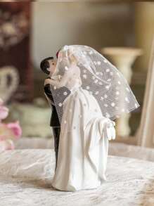 1 件西式婚礼蛋糕装饰，新娘新郎娃娃蛋糕装饰，幸福新娘新郎树脂挂饰，婚礼装饰用品，人物装饰挂饰，适用于婚礼蛋糕装饰，情人节周年纪念蛋糕装饰，婚礼餐桌装饰布置，家居装饰挂饰，情人节周年纪念礼物（手绘，有瑕疵，介意请勿购买）