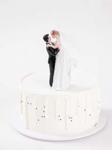 1 件西式婚礼蛋糕装饰，新娘新郎娃娃蛋糕装饰，幸福新娘新郎树脂挂饰，婚礼装饰用品，人物装饰挂饰，适用于婚礼蛋糕装饰，情人节周年纪念蛋糕装饰，婚礼餐桌装饰布置，家居装饰挂饰，情人节周年纪念礼物（手绘，有瑕疵，介意请勿购买）