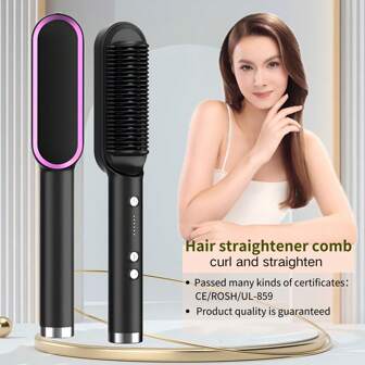 Cepillo alisador de cabello, alisa el cabello mejor que los productos normales, adecuado para todo tipo de cabello, diseño de peine anticalor, peine de cabello caliente para un cabello liso y sin frizz - Cepillo de plancha cerámica, pantalla LCD, temperatura ajustable, uso en seco y húmedo, regalos perfectos para mujeres