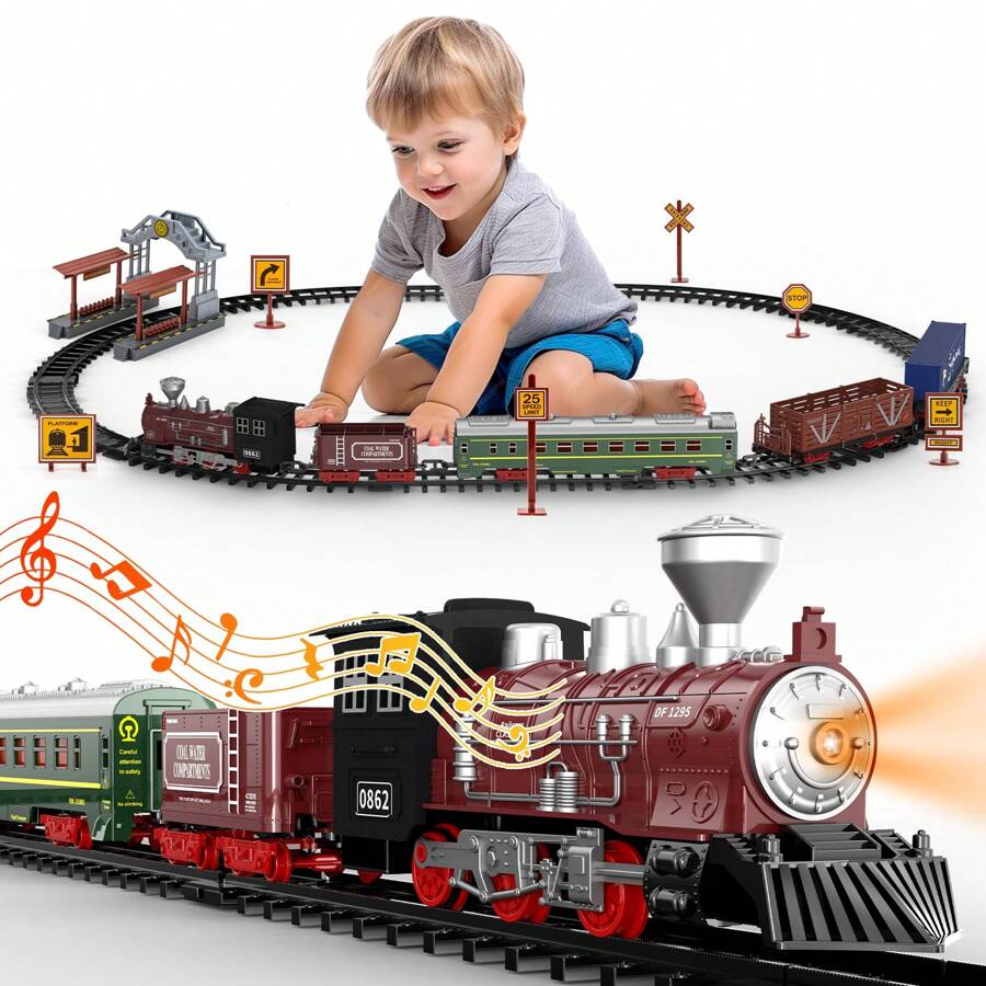 Electric Train Toys For Toddler Toys, Train Railway With Lights And Sound, Party Favors, Model Trains For 3 4 5 6 7 8+ Years Old Boys Girls For Holiday Birthday Gifts
