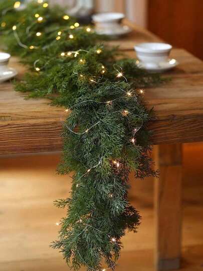 1pc 190cm/74.8in Artificial Pine Wreath (No Lights), Christmas Snow Pine Wreath, Plastic Pine Wreath, Suitable For Winter Christmas, Thanksgiving, Christmas Decor, Table Center Decor, Room Decor, Wall Decor, Fireplace Decor, Christmas Home Decor