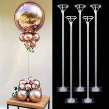 Lote de 10 piezas/6 piezas/4 piezas/2 piezas de soportes para globos de 35 cm/13.78 pulgadas, soporte de columna para globos con tul para decoración de mesas en cumpleaños, bodas, fiestas, vuelta al cole, San Valentín