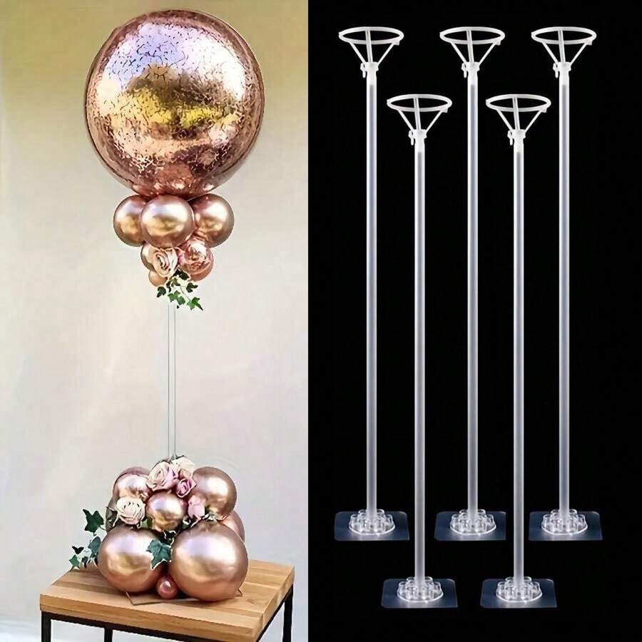 Lote de 10 piezas/6 piezas/4 piezas/2 piezas de soportes para globos de 35 cm/13.78 pulgadas, soporte de columna para globos con tul para decoración de mesas en cumpleaños, bodas, fiestas, vuelta al cole, San Valentín