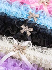1pc Multi-Color New Bride Sexy Lace Leg Garter, Adjustable Lace Trim High-End Bridal Wedding Decoration Accessory