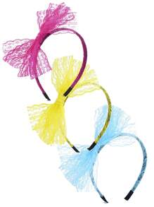 1/3 件 80 年代女式霓虹蕾丝蝴蝶结头带，适合 80 年代复古狂欢节派对角色扮演发饰情人节舞会万圣节 - 多色 - 查看 7