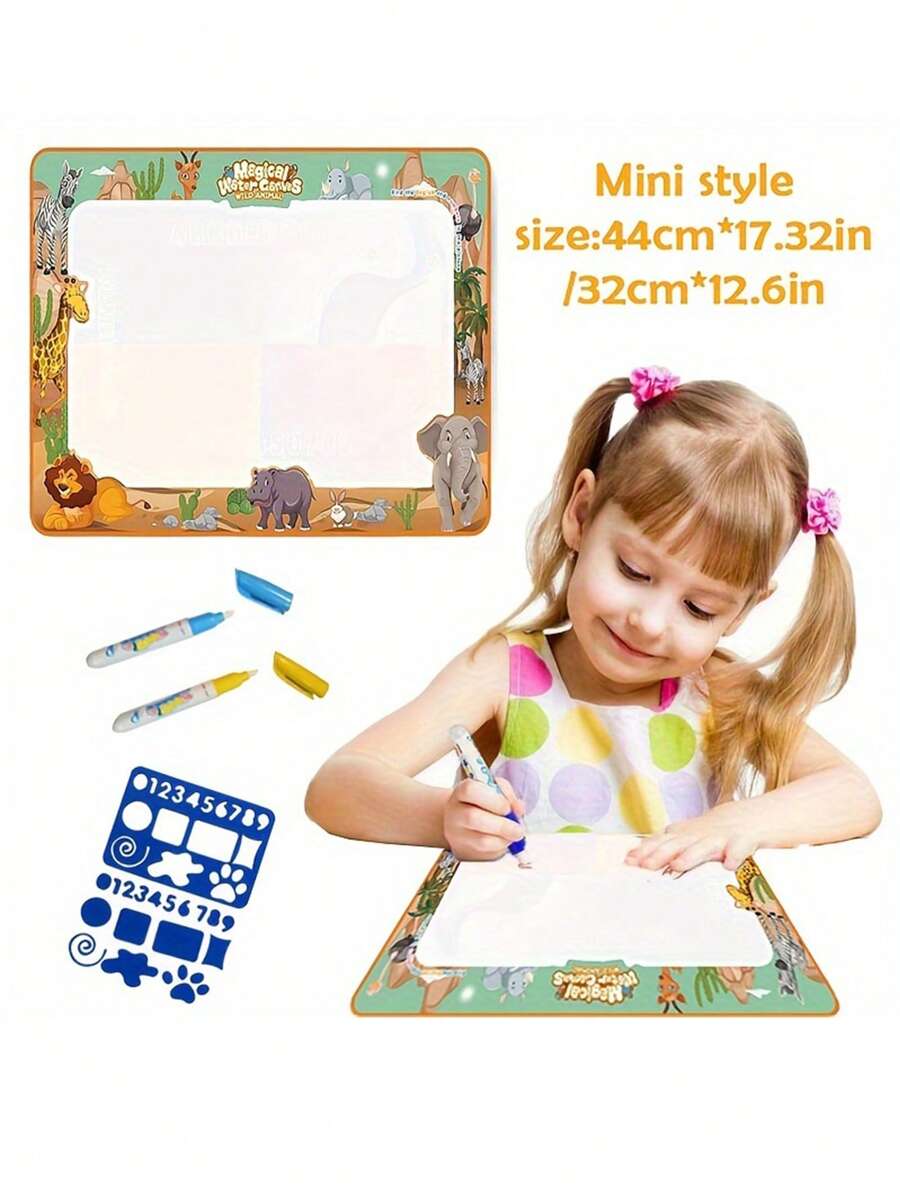 1 tấm thảm vẽ nước chủ đề động vật hoạt hình 44cm*32cm, tấm lót vẽ nguệch ngoạc có thể tái sử dụng kèm tem và bút đánh dấu, đồ chơi nghệ thuật giáo dục cho trẻ em, món quà lý tưởng cho sinh nhật, giáng sinh, halloween - Nhiều màu - Xem 1