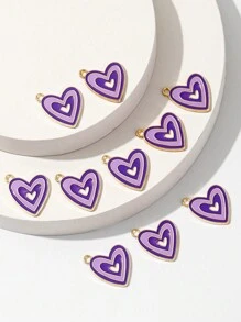 10pcs New Style Heart-Shaped Metal Pendant Accessories, DIY Fashion Earrings, High-End Decorative Accessories