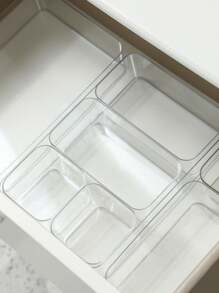 1pc/4pcs/5pc/6pcs/7pc/10/25pcs Transparent Cosmetic Storage Box, Drawer Storage Box, Compartmentalised Storage Containers, Freely Combinable, Cosmetic Organiser, Suitable For Home, School, Dormitory, Office Storage,Ideal For Home Storage And Organisation, Suitable For Women's Gift Boxes, Holiday Gift Boxes, Valentine's Day Gift Boxes, Valentine's Day Decorations,Girlfriend Gifts.