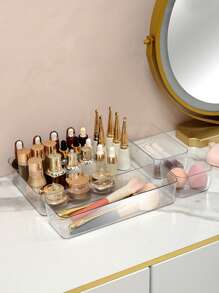 1pc/4pcs/5pc/6pcs/7pc/10/25pcs Transparent Cosmetic Storage Box, Drawer Storage Box, Compartmentalised Storage Containers, Freely Combinable, Cosmetic Organiser, Suitable For Home, School, Dormitory, Office Storage,Ideal For Home Storage And Organisation, Suitable For Women's Gift Boxes, Holiday Gift Boxes, Valentine's Day Gift Boxes, Valentine's Day Decorations,Girlfriend Gifts.