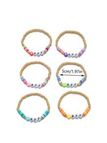 6pcs/Set BFF Children's Colorful Beaded Letter Friendship Bracelet Set, Bohemian Style - Multicolor - View 4