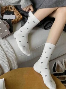 5 paia di calze alla caviglia da donna, con disegno a cuori bianchi e neri, eleganti e alla moda, versatili, morbide e confortevoli, traspiranti, ottimo regalo per la Festa della Mamma