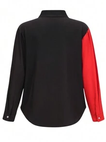 时尚女士休闲拼色衬衫