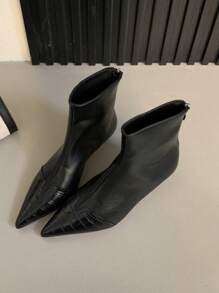 Damen Stiefeletten mit spitzer Zehenpartie, Kroko-Prägung, Kunstleder Einsätze, stilvolle, vielseitige High Heel Kurzstiefel, angenehm zu tragen