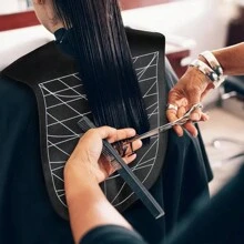 1pc Silicone Hairdressing Cape, Prevent Hair Breakage, Hair Cutting, Coloring, Perming Shoulder Pad, Plaid Hair Cutting Cape, Striped Hair Cape