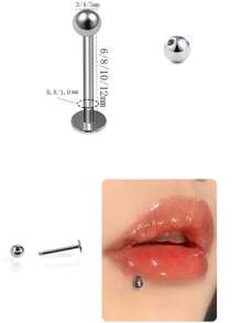 1 Stück medizinische Grad hypoallergene Titan-Stahl flacher Stift, extern mit Gewinde, kugelförmiger 20G/18G Ohrstecker für Knorpel, Augenbraue, Grübchen, 316L Piercing Schmuck, Lippen Ring, Zungenstecker