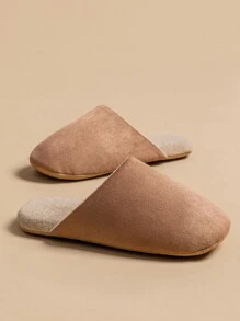 Spring To Summer Soft Quiet Autumn/Winter Slippers - Plain Minimalist, Non-Slip Comfortable For Bedroom & Living Room, Unisex - Khaki - View 5