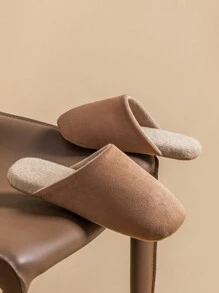 Spring To Summer Soft Quiet Autumn/Winter Slippers - Plain Minimalist, Non-Slip Comfortable For Bedroom & Living Room, Unisex - Khaki - View 6
