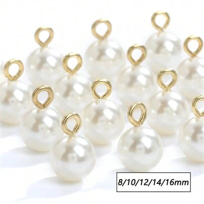 20Pcs/Lot 8/10/12/14/16mm Faux Pearl Pendant ABS Round Pearls For Jewelry DIY Pearl Earrings Charm Bead Accessories