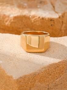 1 chiếc nhẫn nam phong cách Hip Hop bằng thép không gỉ hình vuông hình học cổ điển trang sức quà tặng - vòng bóng - Xem 17