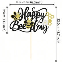 1 件快乐蜜蜂日蛋糕装饰，带花蜂窝闪光大黄蜂生日蛋糕装饰，适合蜜蜂主题生日派对蛋糕装饰用品黑色 - 黑色 - 查看 2