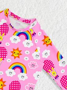 WD VEST - BABY BEACH SET WITH HAPPY BUNNIES AND RAINBOWS PRINT - B3008 - 淺粉色 - 查看 2