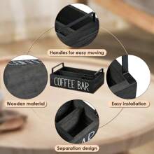 1pc Coffee Bar Accessories Storage Rack, Countertop Style, Tea And Coffee Storage, Wooden Coffee Bar Accessories, Suitable For Countertop And Farmhouse Style Storage Set, Can Perfectly Store Coffee Cups, Coffee Capsules, Sugar And More.
