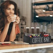 1pc Coffee Bar Accessories Storage Rack, Countertop Style, Tea And Coffee Storage, Wooden Coffee Bar Accessories, Suitable For Countertop And Farmhouse Style Storage Set, Can Perfectly Store Coffee Cups, Coffee Capsules, Sugar And More.