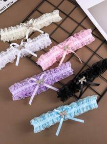1pc Multi-Color New Bride Sexy Lace Leg Garter, Adjustable Lace Trim High-End Bridal Wedding Decoration Accessory