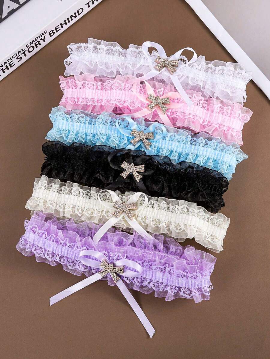 1pc Multi-Color New Bride Sexy Lace Leg Garter, Adjustable Lace Trim High-End Bridal Wedding Decoration Accessory
