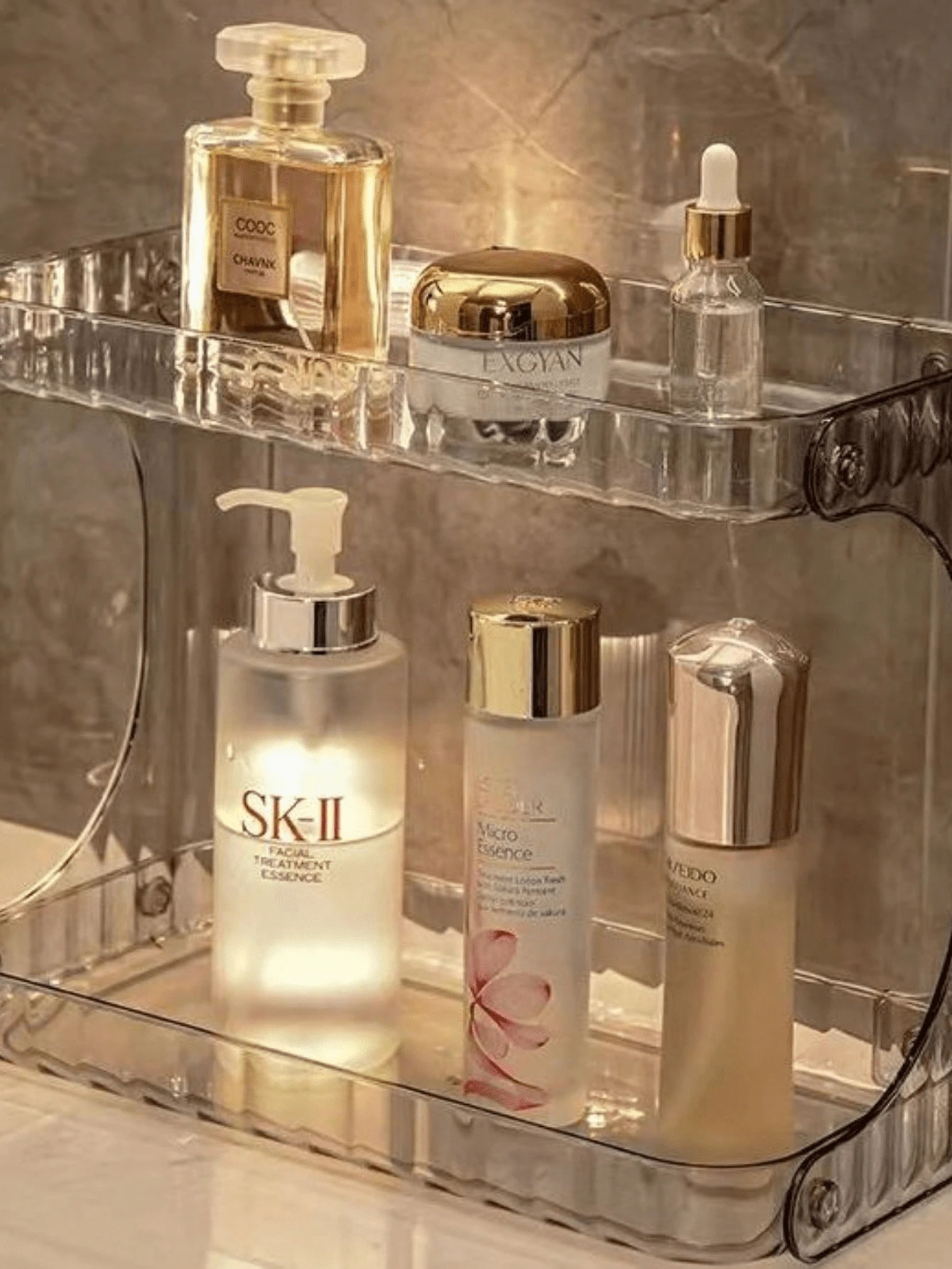 Organizer Shelf Diamond Acrylic Makeup Holder Beauty Lines - trong suốt - Xem 1