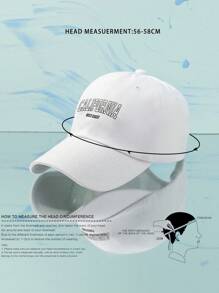 1pc California Washed Baseball Cap, Unisex Candy Color Snapback Hat, Fashionable Sun Hat For Girls, Casual Outdoor Sun Protection Hat For Men - White - View 4