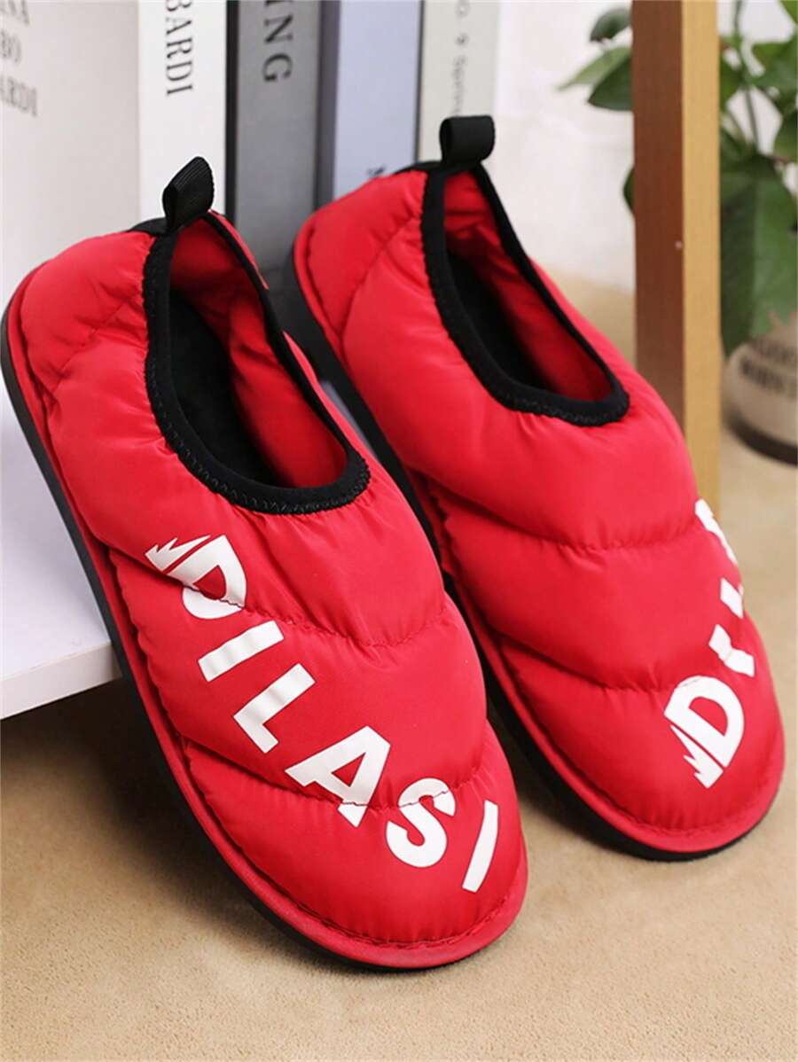 Dép đi trong nhà chống trượt giữ ấm lót dày chống thấm nước cho nam dùng trong nhà và ngoài trời - Đỏ - Xem 1