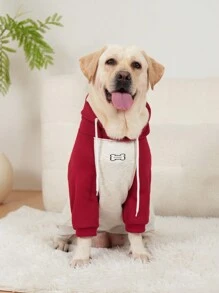 宠物服装 狗狗服装 大型犬服装 狗狗拼色服装 狗狗加厚运动衫 猫服装 适合 10 磅至 100 磅的狗狗 - 紅色 - 查看 6