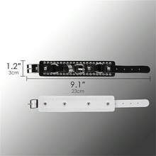 朋克袖口手链 铆钉摇滚腕带手链 可调节带子手镯 哥特珠宝 男女款 黑白 - punk bracelet - 查看 5