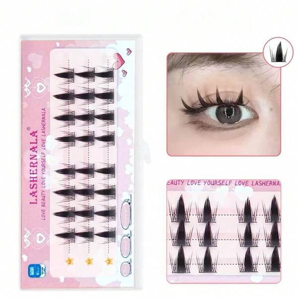 Kit fai da te LASHERNALA con 24 ciglia posticce D Curl, occhi da volpe alati, ciglia finte 3D adatte per uso professionale in salone