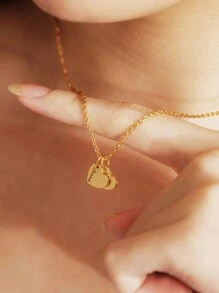 1-3 Names Heart Pendant Necklace - Customized Cyrillic Engraved Jewelry, 18K Gold Plated 316L Stainless Steel, Unisex, Personalized Couples/Family Gift, Valentine's Day & Mother's Day Gift, Free Engraving - Gold - View 6