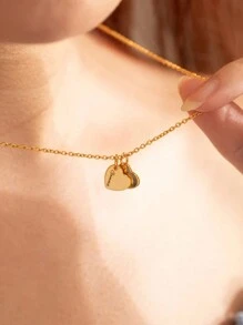 1-3 Names Heart Pendant Necklace - Customized Cyrillic Engraved Jewelry, 18K Gold Plated 316L Stainless Steel, Unisex, Personalized Couples/Family Gift, Valentine's Day & Mother's Day Gift, Free Engraving - Gold - View 4