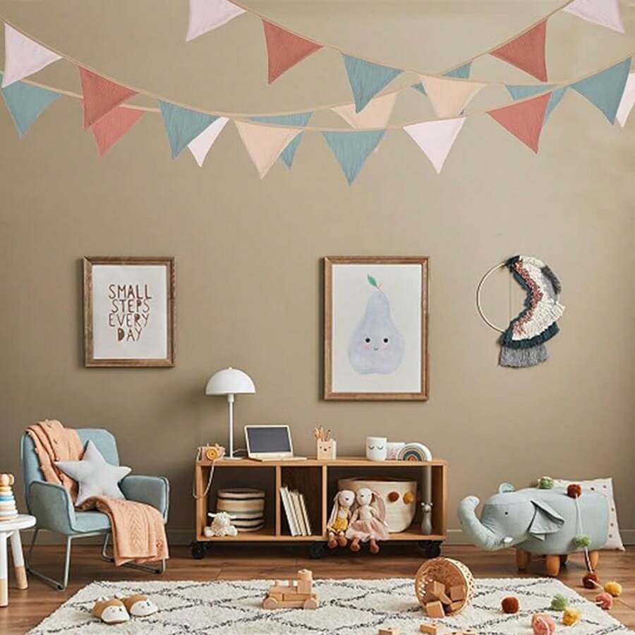 9.8Ft Christmas Candy Colored Garland Pennant Double Fabric Bunting Banner Triangle Flags For Shower Birthday Wedding Hen Party Home Outdoor Garden Decorations