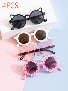 6 件/1 件儿童小熊形时尚夏季眼镜，非常适合日常佩戴。儿童小熊形和花朵形时尚夏季眼镜，适合日常佩戴 - 彩色 - 查看 11